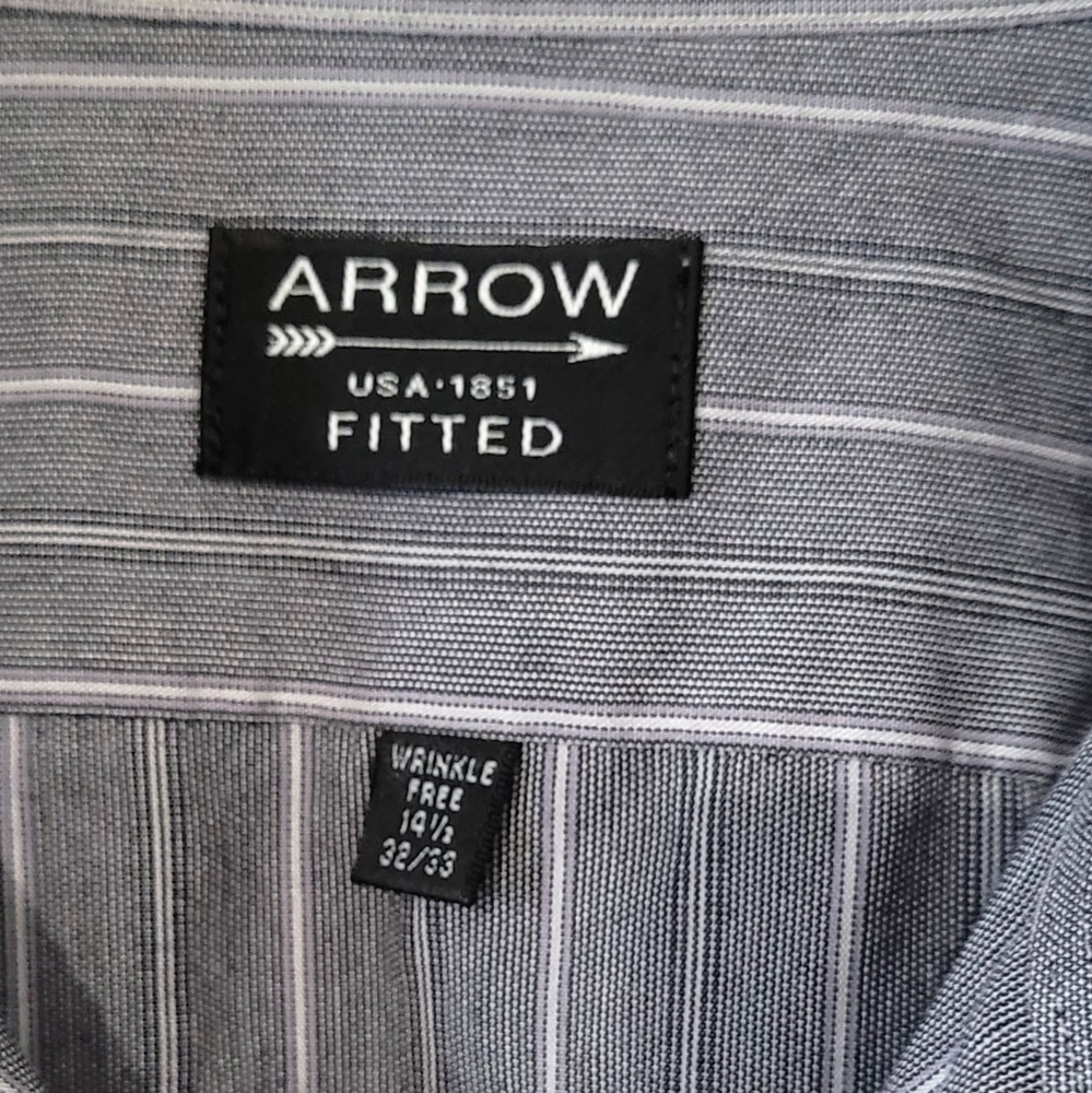 FITTED Gray and White Striped Dress Shirt - Picture 4 of 4